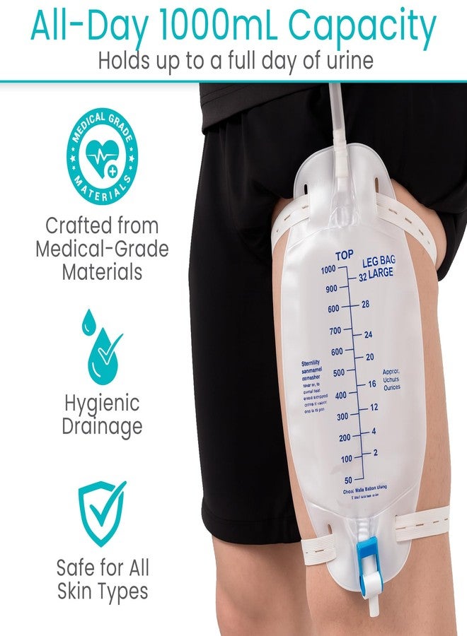 Vive Leg Urinary Drainage Bag with 1000mL Capacity, 18" Tube - 1 Pack Medical Urine Bag for Catheter Users & Incontinence - Easy-Tap Mechanism & Anti-Reflux Valve (1) - Image 5